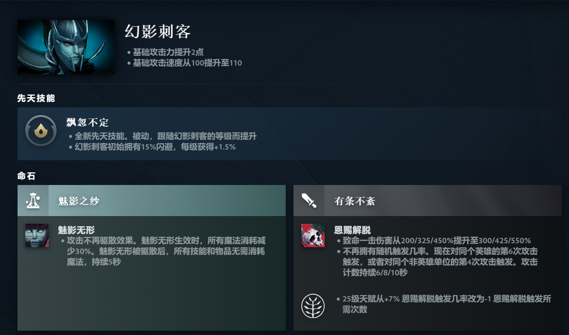 DOTA2幻影刺客先天技能是什么